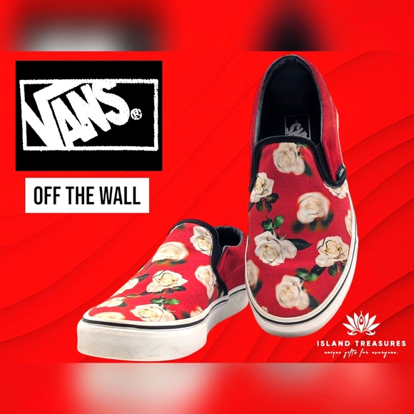 Vans UA Classic Rare Red Floral/Chili Red Suede Sneaker Size Woman 9.5 / Men 8 - Picture 1 of 17